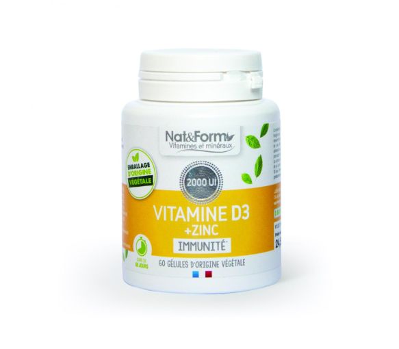 Vitamin D3 + Zinc Nat&Form - Packung mit 60 Kapseln - image 1
