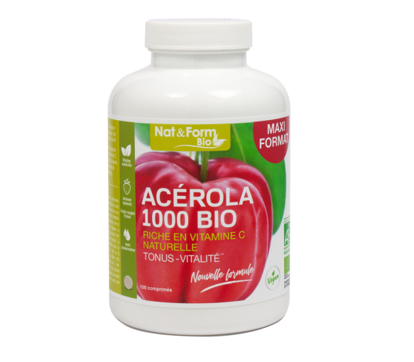 Acerola 1000 bio Nat&Form - Packung mit 100 Tabletten