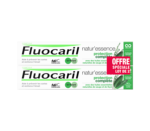 Natur'Essence Zahnpasta vollständiger Schutz bi-fluorid Fluocaril - Sonderangebot 2 Tuben à 75 ml