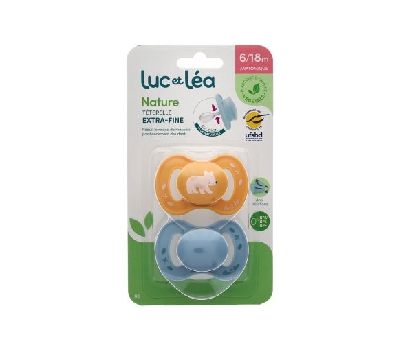 Natur Schnuller anatomisch extra dünn 6-18 Monate Bär & Blau Luc und Léa - 2er Pack Schnuller - image 1