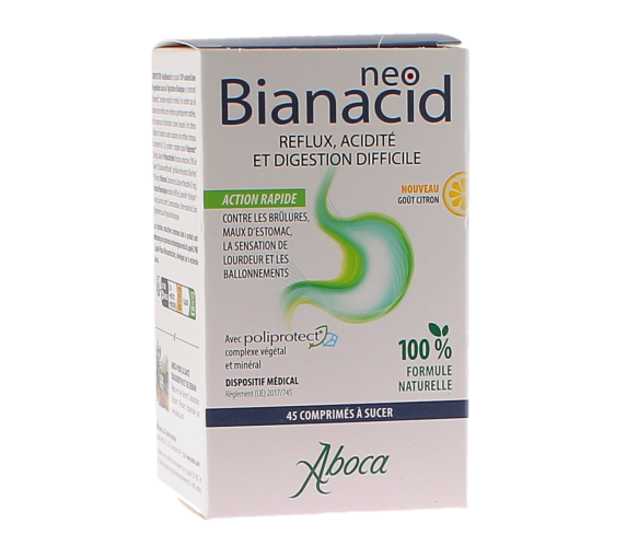 NeoBianacid Säure und Reflux Zitronengeschmack Aboca - Packung mit 45 Lutschtabletten - image 1
