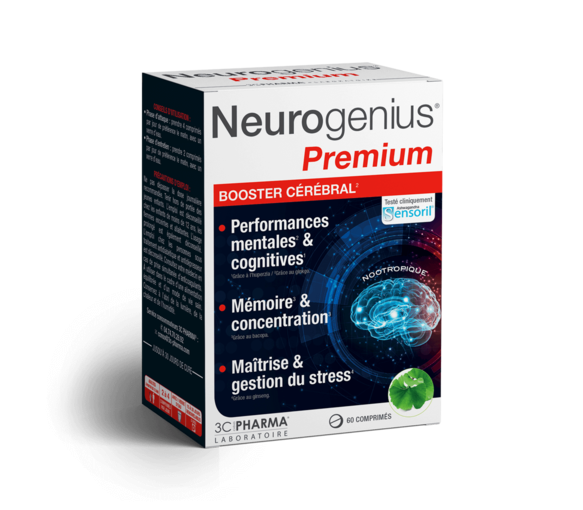 Neurogenius Premium Gehirnbooster 3C Pharma - Packung mit 60 Tabletten