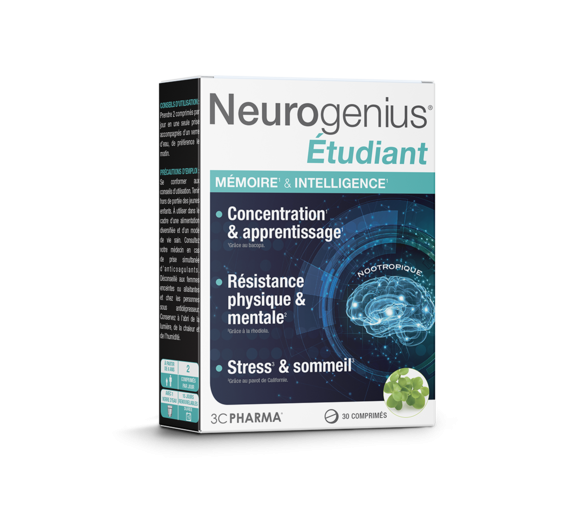 Neurogenius Student Gedächtnis und Intelligenz 3C Pharma - Packung mit 30 Tabletten