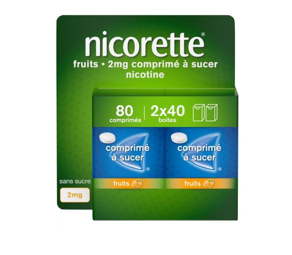 Nicorette 2mg zuckerfreie Lutschtabletten Früchte - 2 x 40 Tabletten - image 1