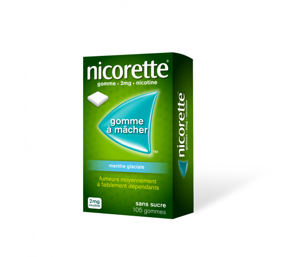 Nicorette 2mg Eiskühle ohne Zucker Kaugummi - Packung mit 105 Kaugummis