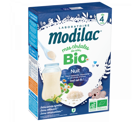Meine Bio-Abendflocken ab 4 Monaten Ruhige Nacht Modilac - 250 g Packung