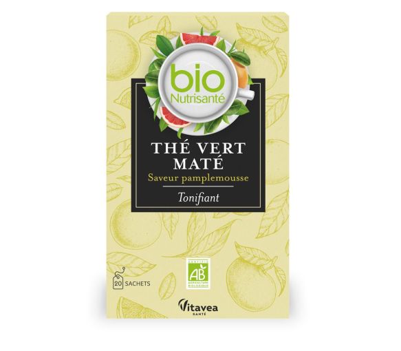 Nutrisanté Grüner Tee Mate Grapefruit Bio Vitavea - Schachtel mit 20 Beuteln