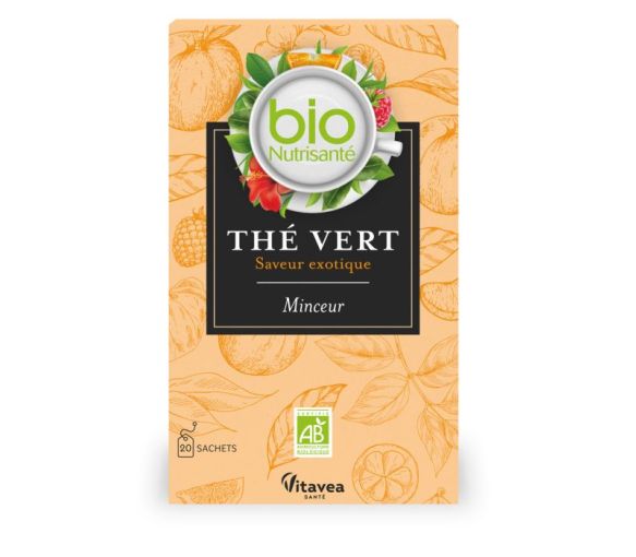 Nutrisanté Grüner Tee exotischer Geschmack Bio Vitavea - Schachtel mit 20 Beuteln