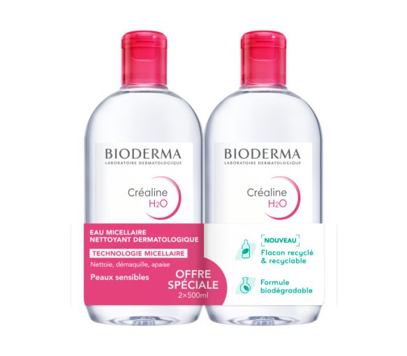 Mizellenwasser Angebot Créaline H2O Bioderma - 2er Pack mit 500 ml Flaschen - image 1