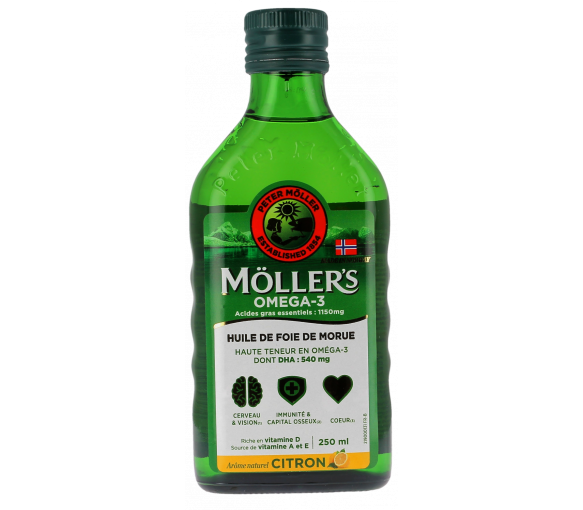 Omega-3 Lebertran mit Zitronengeschmack Möller's - Flasche 250 ml - image 1