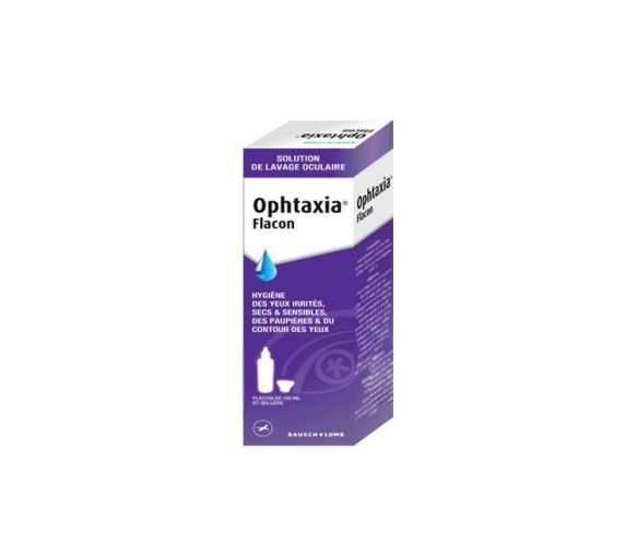 Ophtaxia Augenwaschlösung Bausch & Lomb - Flasche mit 120 ml und Augenschutz