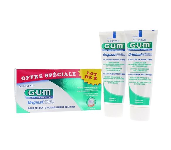 Original White Zahnpasta GUM - 2er-Pack mit 75 ml Tuben