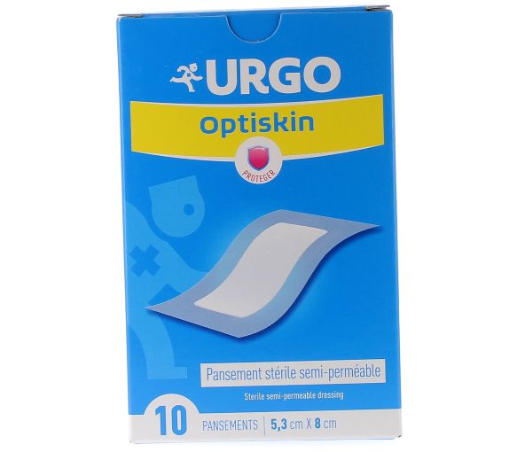 Steriler semipermeabler Verband Optiskin Urgo - Schachtel mit 10 Verbänden 5,3 cm x 8 cm