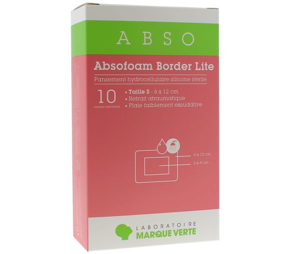 Silikon-Hydrogelverband steril absofoam border lite Marke Grün - Schachtel mit 10 Verbänden