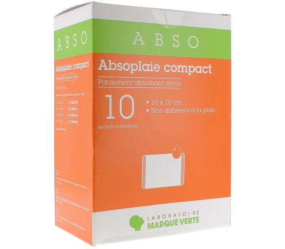 Absorbierende sterile nicht haftende Verbände Absoplaie Compact Abso - Packung mit 10 Einzelbeuteln