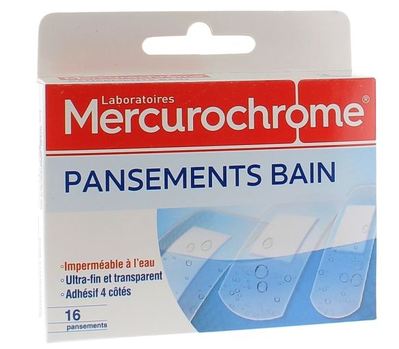 Wasserdichte Badpflaster Mercurochrome - eine Schachtel mit 16 Pflastern