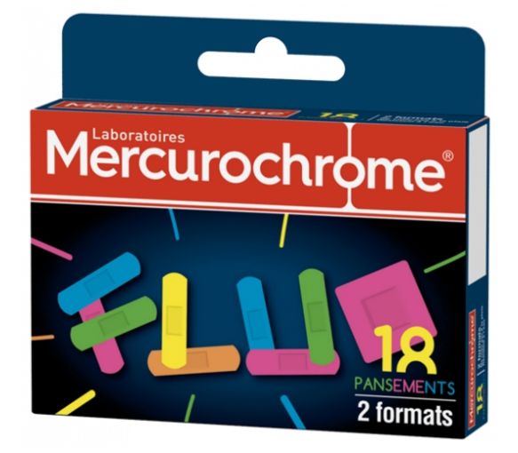 Fluoreszierende Pflaster Mercurochrome - Schachtel mit 18 Pflastern