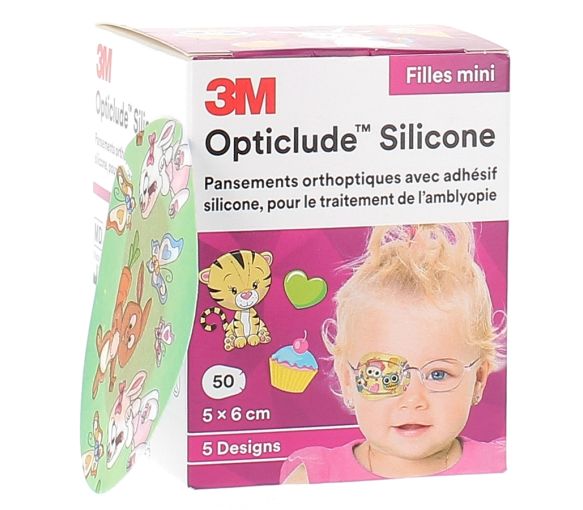 Opticlude Orthopädische Pflaster 5x6cm Mädchen mini 3M - Packung mit 50 Pflastern