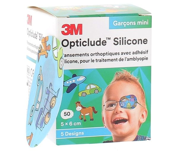 Opticlude Orthopädische Pflaster 5x6 cm Jungen mini 3M - Schachtel mit 50 Pflastern