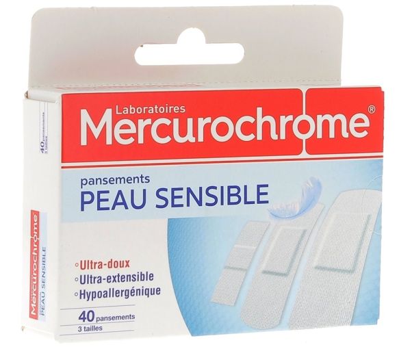 Pflaster für empfindliche Haut Mercurochrome - Packung mit 40 Pflastern