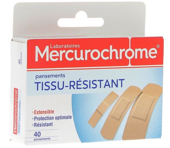 Mercurochrome Gewebe-Pflaster - Box mit 40 Pflastern