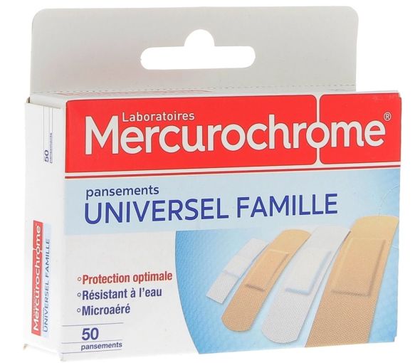 Universelle Pflaster Familie Mercurochrome - Schachtel mit 50 Pflastern