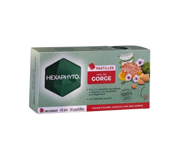 Hexaphyto Halsschmerztabletten - Packung mit 20 Tabletten