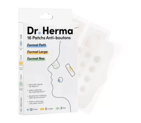 Kleine, breite Anti-Pickel-Patches und Nasen-Patches von Dr. Herma - Packung mit 16 Patches