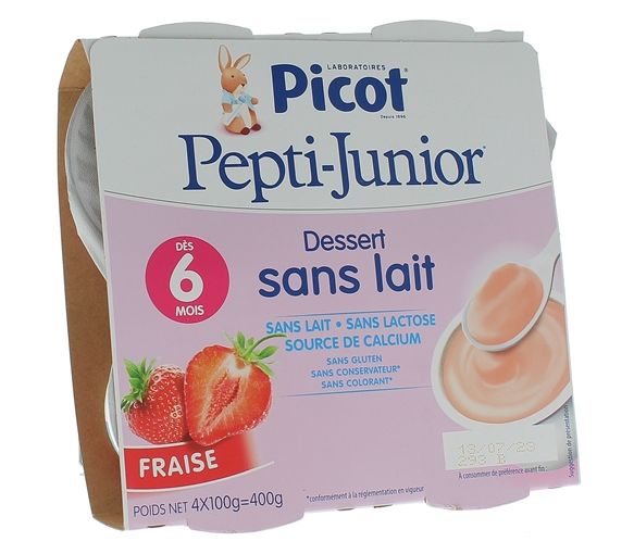 Pepti-junior Dessert ohne Milch Erdbeergeschmack Picot - 4 Becher à 100g