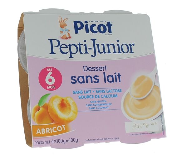 Pepti-junior Dessert ohne Milch Geschmack Aprikose Picot - 4 Becher à 100g