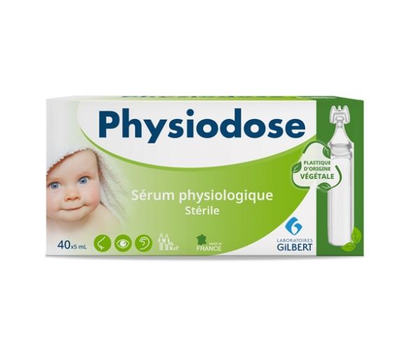 Physiodose sterile physiologische Lösung Gilbert - Packung mit 40 pflanzlichen Einzeldosen zu je 5 ml