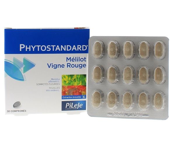 Phytostandard von Melilotus und rotem Weinlaub Pileje - Packung mit 30 Tabletten