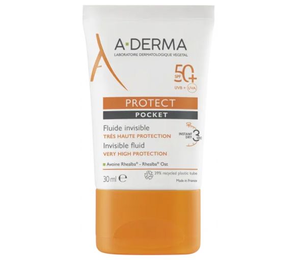 Protect Sonnenfluid für das Gesicht unsichtbar pocket SPF50+ A-derma - Tube mit 30 ml - image 1
