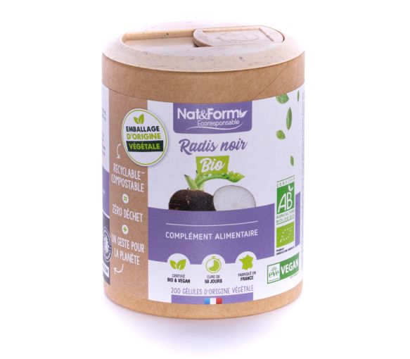 Schwarzer Rettich Bio Ecoresponsable Nat&Form - Dose von 200 Kapseln - image 1