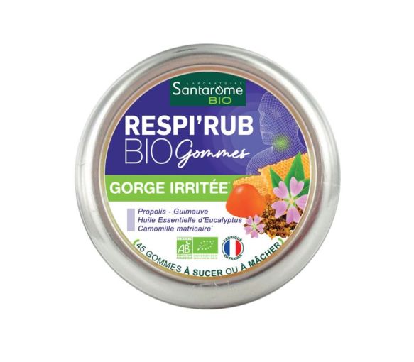 Respi'Rub gereizter Hals bio Santarome - Packung mit 45 Pastillen
