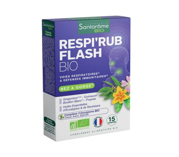 Respi'rub Flash Nase und Hals Bio Santarome - Packung mit 15 Tabletten - image 1