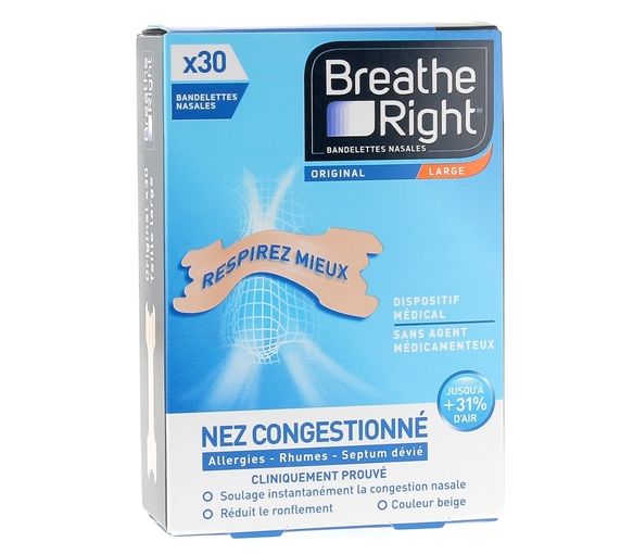 Original Breathe Right Nasenstreifen - Packung mit 30 Streifen