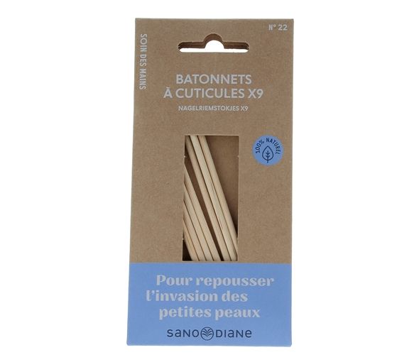 Nagelhautstäbchen exotisches Holz Sanodiane - 9 Stäbchen
