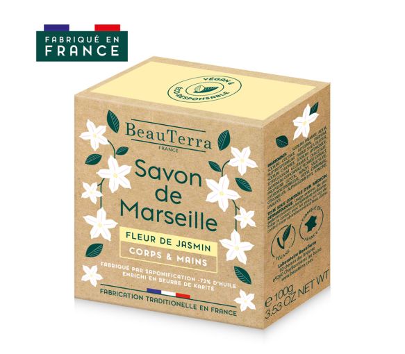 Marseiller Seife Jasminblüte Beauterra - Stück von 100 g