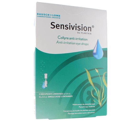 Sensivision mit Plantain Augentropfen gegen Reizungen Bausch + Lomb - 10 Einzeldosen zu 0,4 ml