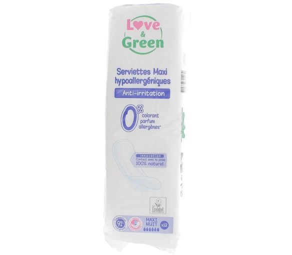 Maxi Nacht Anti-Reizungen Servietten Love & Green - 12 Servietten