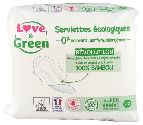 Hypoallergene Super Love & Green Handtücher - Packung mit 12 Handtüchern