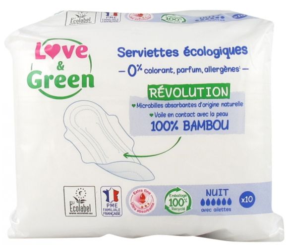 Hypoallergene Nachtservietten Love & Green - Packung mit 10 Servietten