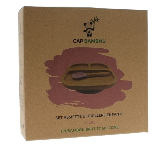 Set für Babynahrung aus Bambus Cap Bambou - Box mit einem Unterteil mit Fächern + Löffel - image 1