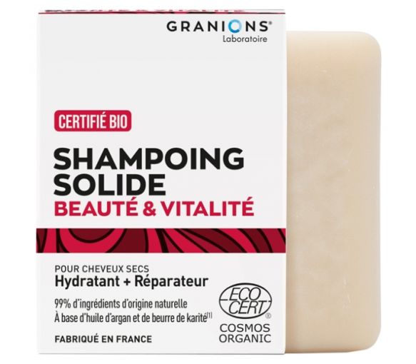 Festes Shampoo Bar Schönheit & Vitalität bio Granions - 80 g Stück
