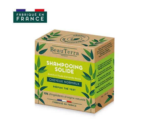 Festes Shampoo für normales Haar mit grünem Tee Duft BeauTerra - Shampoo von 75 g
