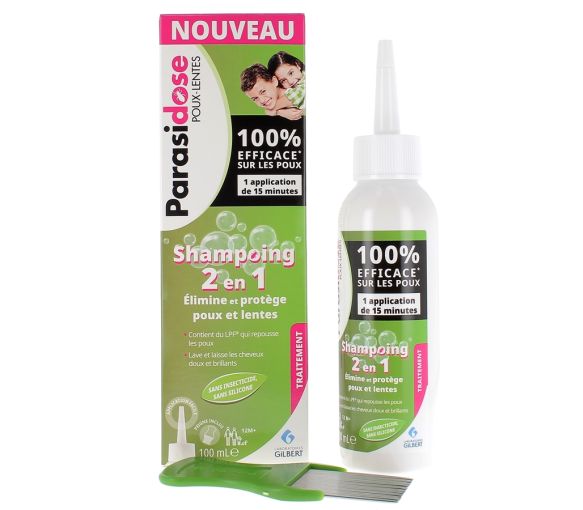 Shampoo 2 in 1 gegen Läuse und Nissen Parasidose - Flasche mit 100 ml