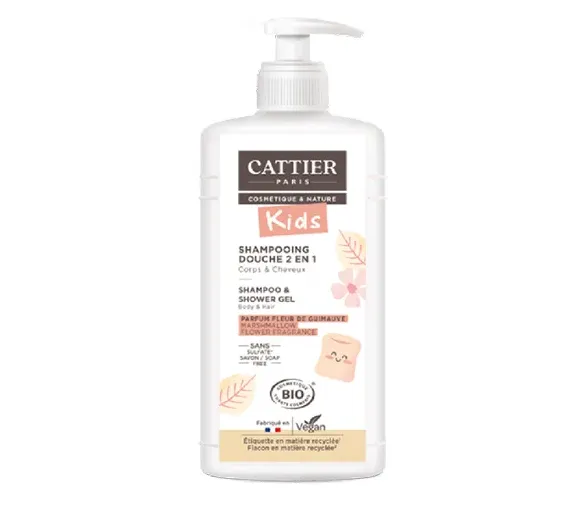 Shampoo-Duschgel 2 in 1 Malvenblüte Cattier - Pumpflasche 500 ml