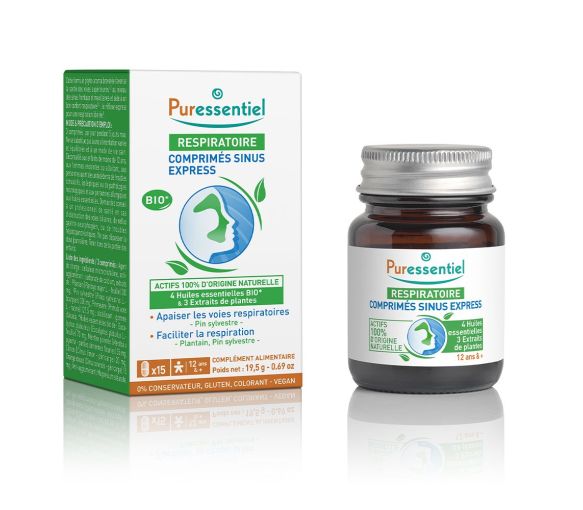 Sinus express mit ätherischen Bio-Ölen von Puressentiel - Packung mit 15 Tabletten - image 1