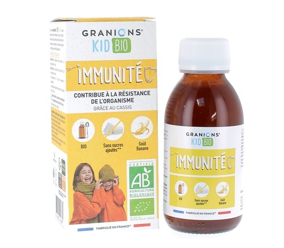 Bio-Immunitätssirup für Kinder mit Bananengeschmack von Granions - Flasche mit 125 ml